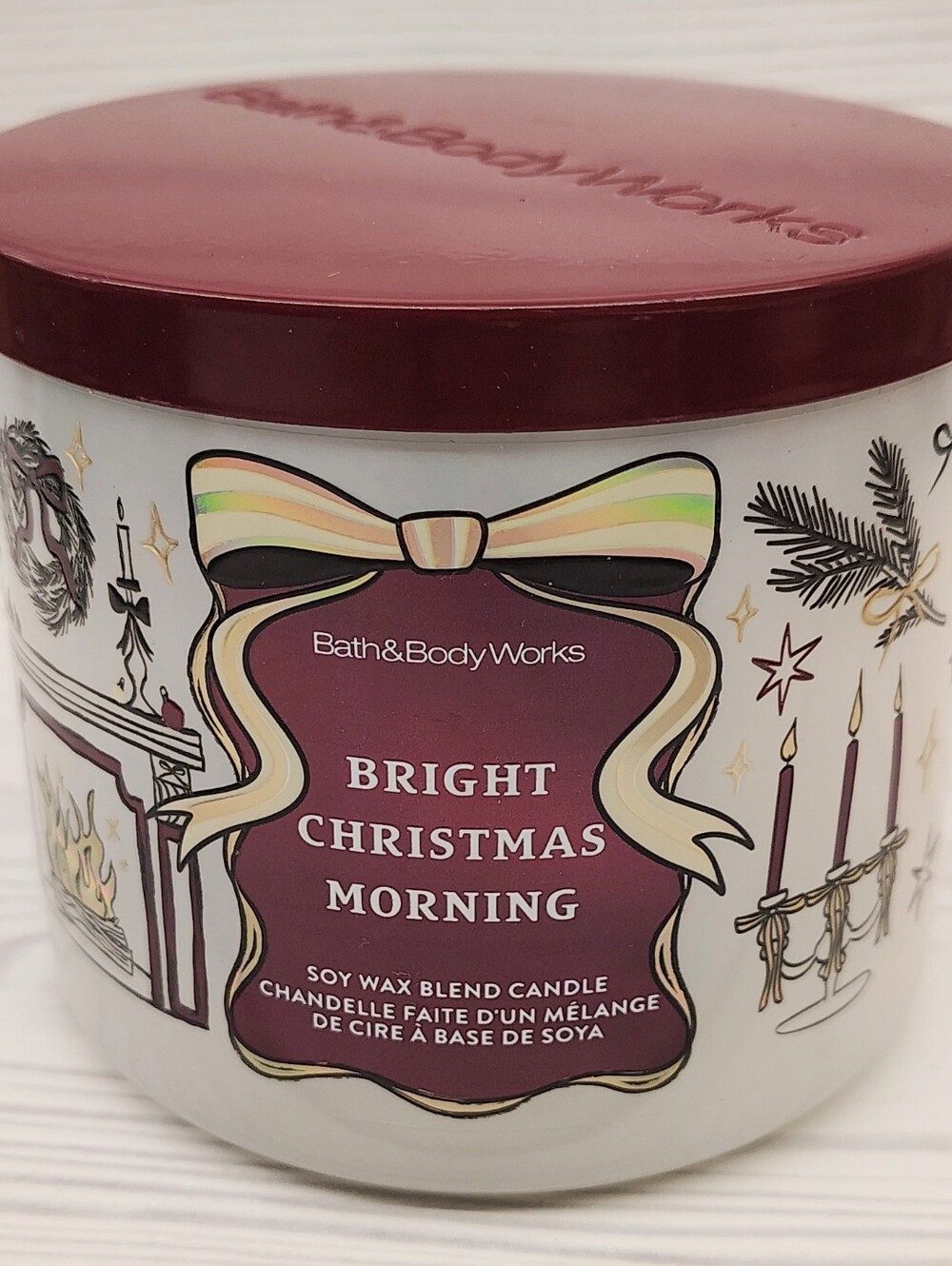 Bath & Body Works Bright Christmas Morning Soy Wax Candle - Burgundy